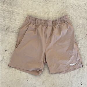 Tan Athletic Shorts with Elastic Waistband